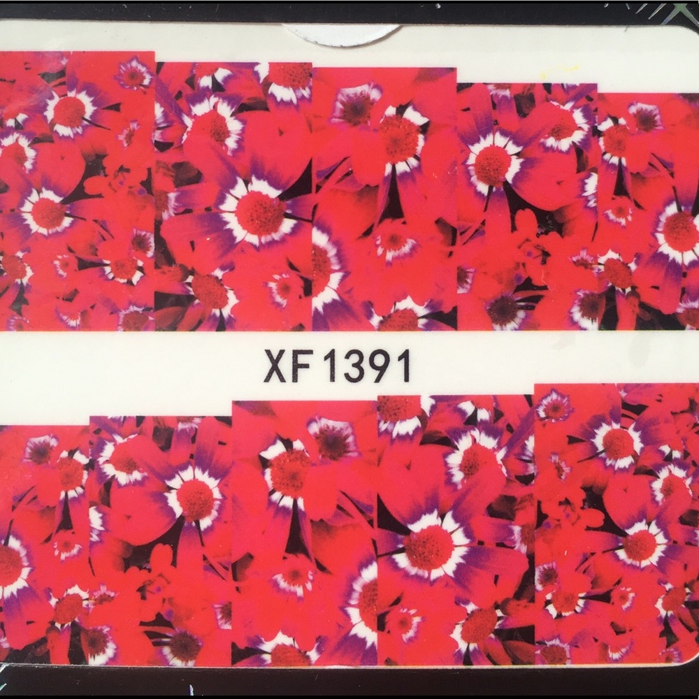 3 for $12 Nail Art Waterslide Tattoo Red Impatiens